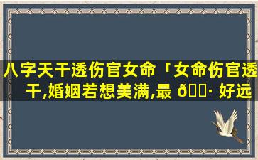 八字天干透伤官女命「女命伤官透干,婚姻若想美满,最 🌷 好远嫁」